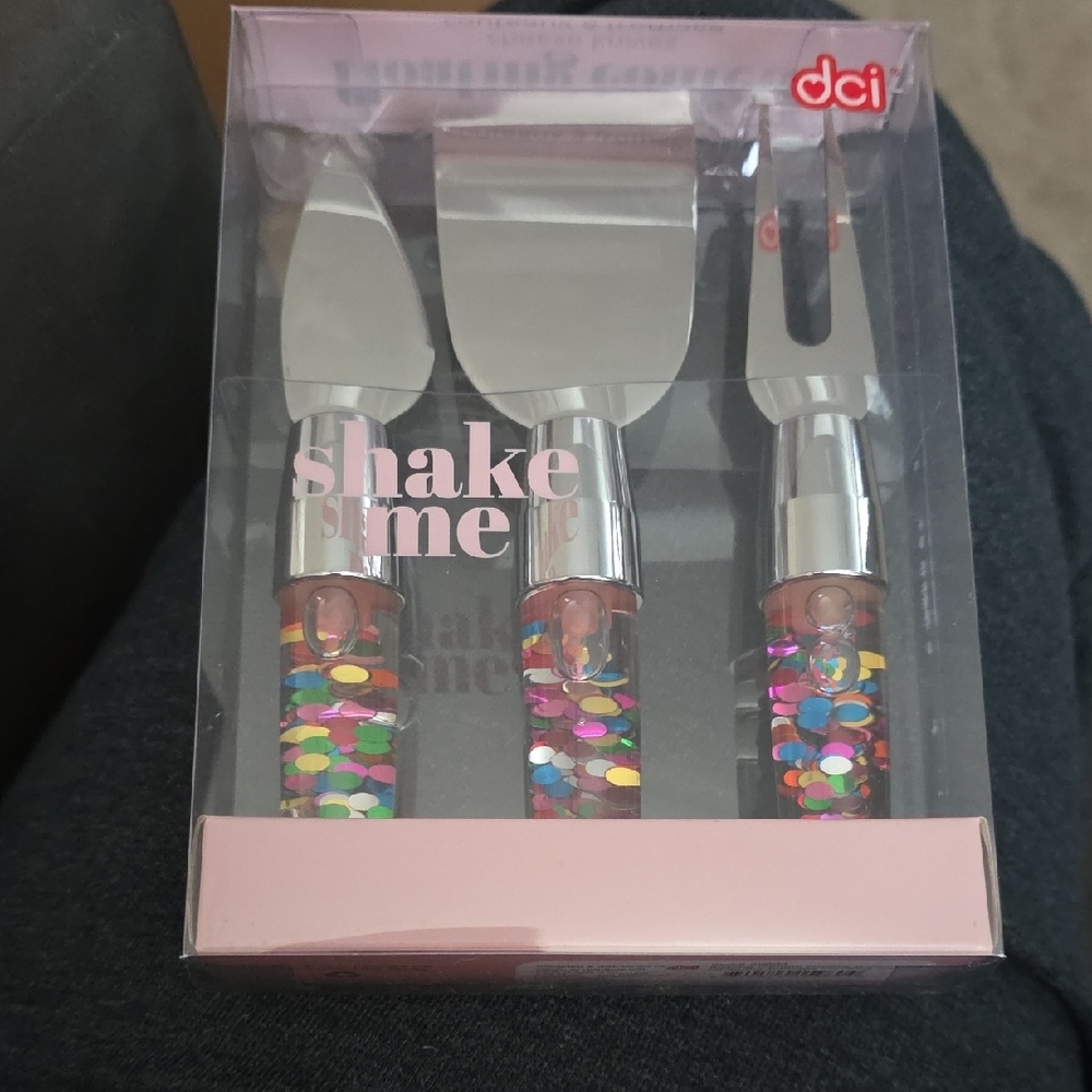 (J10) DCI Multicolor Cheese 3 Knife Set Sparkle Handle